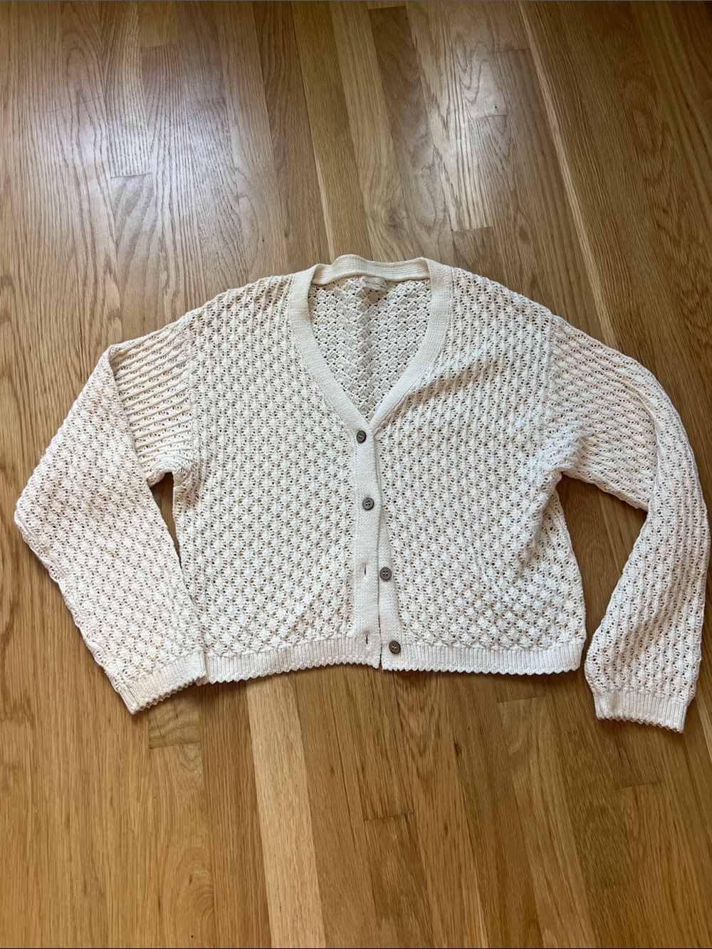 Rylee + Cru Cream V-Neck Button Cardigan, Medium